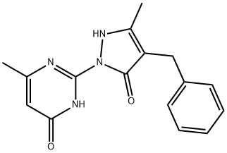 2-(4-Benzyl-3-methyl-5-oxo-2,5-dihydro-1H-pyrazol-1-yl)-6-methyl-4(3H)-pyrimidinone 结构式