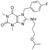 7-(4-FLUOROBENZYL)-8-(3-ISOPROPOXYPROPYLAMINO)-1,3-DIMETHYL-1H-PURINE-2,6(3H,7H)-DIONE 结构式