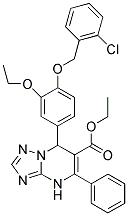 ETHYL 7-(4-(2-CHLOROBENZYLOXY)-3-ETHOXYPHENYL)-5-PHENYL-4,7-DIHYDRO-[1,2,4]TRIAZOLO[1,5-A]PYRIMIDINE-6-CARBOXYLATE 结构式