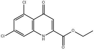 5,7-DICHLORO-4-HYDROXY-QUINOLINE-2-CARBOXYLIC ACID ETHYL ESTER 结构式