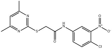 N-(4-CHLORO-3-NITROPHENYL)-2-[(4,6-DIMETHYL-2-PYRIMIDINYL)SULFANYL]ACETAMIDE 结构式