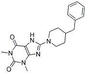 8-(4-BENZYLPIPERIDIN-1-YL)-1,3-DIMETHYL-1H-PURINE-2,6(3H,7H)-DIONE 结构式