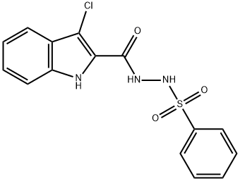 N'-[(3-CHLORO-1H-INDOL-2-YL)CARBONYL]BENZENESULFONOHYDRAZIDE 结构式