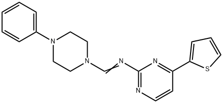 N-[(E)-(4-PHENYLPIPERAZINO)METHYLIDENE]-4-(2-THIENYL)-2-PYRIMIDINAMINE 结构式