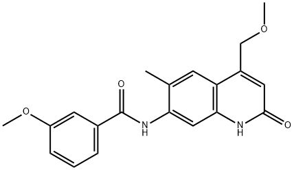 3-METHOXY-N-[4-(METHOXYMETHYL)-6-METHYL-2-OXO-1,2-DIHYDRO-7-QUINOLINYL]BENZENECARBOXAMIDE 结构式