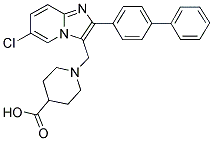 1-(2-BIPHENYL-4-YL-6-CHLORO-IMIDAZO[1,2-A]PYRIDIN-3-YLMETHYL)-PIPERIDINE-4-CARBOXYLIC ACID 结构式