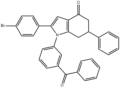 2-(4-BROMOPHENYL)-6-PHENYL-1-(3-(PHENYLCARBONYL)PHENYL)-5,6,7-TRIHYDROINDOL-4-ONE 结构式