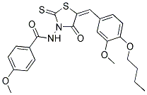 (E)-N-(5-(4-BUTOXY-3-METHOXYBENZYLIDENE)-4-OXO-2-THIOXOTHIAZOLIDIN-3-YL)-4-METHOXYBENZAMIDE 结构式