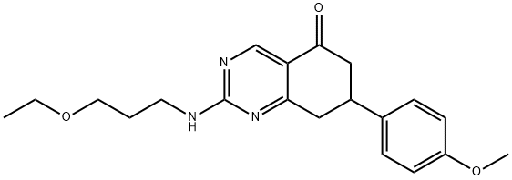 2-(3-ETHOXYPROPYLAMINO)-7-(4-METHOXYPHENYL)-7,8-DIHYDROQUINAZOLIN-5(6H)-ONE 结构式