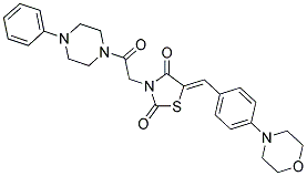 (Z)-5-(4-MORPHOLINOBENZYLIDENE)-3-(2-OXO-2-(4-PHENYLPIPERAZIN-1-YL)ETHYL)THIAZOLIDINE-2,4-DIONE 结构式