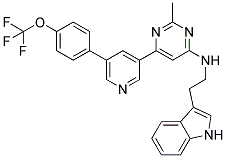 [2-(1H-INDOL-3-YL)-ETHYL]-(2-METHYL-6-[5-(4-TRIFLUOROMETHOXY-PHENYL)-PYRIDIN-3-YL]-PYRIMIDIN-4-YL)-AMINE 结构式