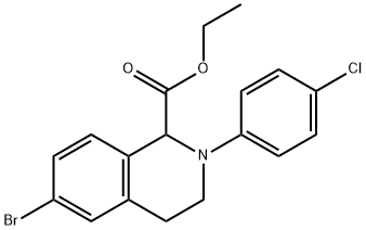 ETHYL 2-(4-CHLORO-PHENYL)-6-BROMO-1,2,3,4-TETRAHYDRO-ISOQUINOLINE-1-CARBOXYLATE 结构式