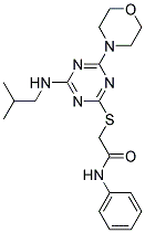 2-(4-(ISOBUTYLAMINO)-6-MORPHOLINO-1,3,5-TRIAZIN-2-YLTHIO)-N-PHENYLACETAMIDE 结构式