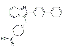 1-(2-BIPHENYL-4-YL-8-METHYL-IMIDAZO[1,2-A]PYRIDIN-3-YLMETHYL)-PIPERIDINE-4-CARBOXYLIC ACID 结构式