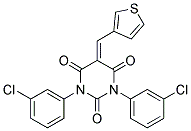 1,3-BIS(3-CHLOROPHENYL)-5-(3-THIENYLMETHYLENE)-1,3-DIAZAPERHYDROINE-2,4,6-TRIONE 结构式