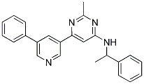 2-METHYL-N-(1-PHENYLETHYL)-6-(5-PHENYLPYRIDIN-3-YL)PYRIMIDIN-4-AMINE 结构式