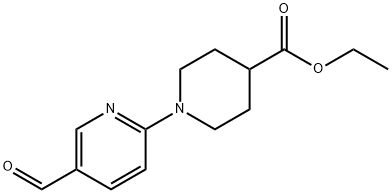 1-(5-甲酰基吡啶-2-基)哌啶-4-羧酸乙酯 结构式