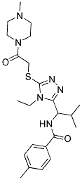 N-(1-(4-ETHYL-5-(2-(4-METHYLPIPERAZIN-1-YL)-2-OXOETHYLTHIO)-4H-1,2,4-TRIAZOL-3-YL)-2-METHYLPROPYL)-4-METHYLBENZAMIDE 结构式