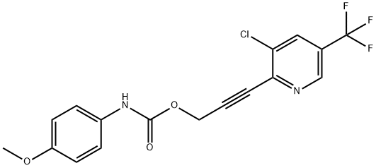 3-[3-CHLORO-5-(TRIFLUOROMETHYL)-2-PYRIDINYL]-2-PROPYNYL N-(4-METHOXYPHENYL)CARBAMATE 结构式