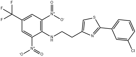 N-(2-[2-(3-CHLOROPHENYL)-1,3-THIAZOL-4-YL]ETHYL)-2,6-DINITRO-4-(TRIFLUOROMETHYL)ANILINE 结构式