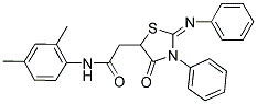 (E)-N-(2,4-DIMETHYLPHENYL)-2-(4-OXO-3-PHENYL-2-(PHENYLIMINO)THIAZOLIDIN-5-YL)ACETAMIDE 结构式