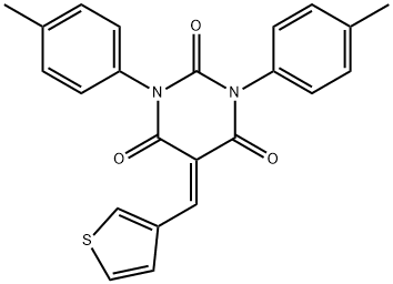 1,3-Bis(4-methylphenyl)-5-(3-thienylmethylene)-1,3-diazaperhydroine-2,4,6-trione 结构式