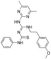(E)-1-((4,6-Dimethylpyrimidin-2-ylamino)(4-methoxyphenethylamino)methylene)-3-phenylthiourea 结构式
