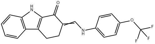 2-((E)-[3-(TRIFLUOROMETHOXY)ANILINO]METHYLIDENE)-2,3,4,9-TETRAHYDRO-1H-CARBAZOL-1-ONE 结构式