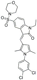 (Z)-3-((1-(3,4-DICHLOROPHENYL)-2,5-DIMETHYL-1H-PYRROL-3-YL)METHYLENE)-1-ETHYL-5-(MORPHOLINOSULFONYL)INDOLIN-2-ONE 结构式