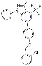 3-METHYL-1-PHENYL-6-{4-[(2-CHLOROBENZYL)OXY]PHENYL}-4-(TRIFLUOROMETHYL)-1H-PYRAZOLO[3,4-B]PYRIDINE 结构式