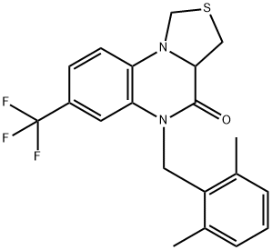 5-(2,6-DIMETHYLBENZYL)-7-(TRIFLUOROMETHYL)-3,3A-DIHYDRO[1,3]THIAZOLO[3,4-A]QUINOXALIN-4(5H)-ONE 结构式
