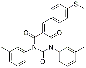 1,3-Bis(3-methylphenyl)-5-((4-methylthiophenyl)methylene)-1,3-diazaperhydroine-2,4,6-trione 结构式