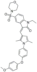 (Z)-1-ETHYL-3-((1-(4-(4-METHOXYPHENOXY)PHENYL)-2,5-DIMETHYL-1H-PYRROL-3-YL)METHYLENE)-5-(MORPHOLINOSULFONYL)INDOLIN-2-ONE 结构式