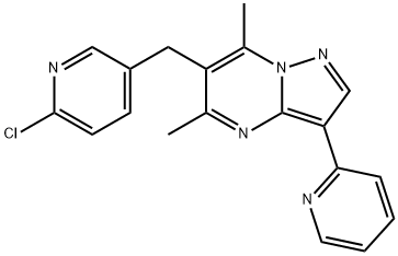 6-[(6-Chloro-3-pyridinyl)methyl]-5,7-dimethyl-3-(2-pyridinyl)pyrazolo[1,5-a]pyrimidine 结构式