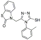 3-([5-MERCAPTO-4-(2-METHYLPHENYL)-4H-1,2,4-TRIAZOL-3-YL]METHYL)-1,3-BENZOTHIAZOL-2(3H)-ONE 结构式