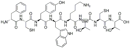 D-PHE-CYS-TYR-D-TRP-LYS-THR-CYS-THR (DISULFIDE BRIDGE: CYS2-CYS7) 结构式