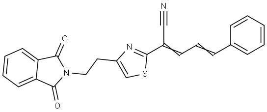 (2E,4E)-2-(4-[2-(1,3-Dioxo-1,3-dihydro-2H-isoindol-2-yl)ethyl]-1,3-thiazol-2-yl)-5-phenyl-2,4-pentadienenitrile 结构式