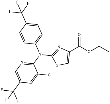 ETHYL 2-[[3-CHLORO-5-(TRIFLUOROMETHYL)-2-PYRIDINYL]-4-(TRIFLUOROMETHYL)ANILINO]-1,3-THIAZOLE-4-CARBOXYLATE 结构式