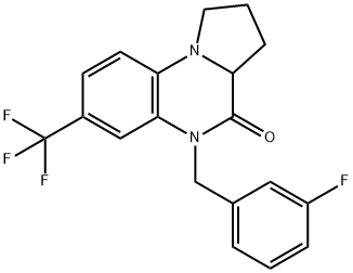 5-(3-FLUOROBENZYL)-7-(TRIFLUOROMETHYL)-1,2,3,3A-TETRAHYDROPYRROLO[1,2-A]QUINOXALIN-4(5H)-ONE 结构式