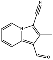 1-甲酰基-2-甲基吲哚嗪-3-甲腈 结构式