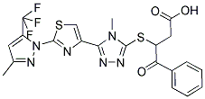 3-[(4-METHYL-5-(2-[3-METHYL-5-(TRIFLUOROMETHYL)-1H-PYRAZOL-1-YL]-1,3-THIAZOL-4-YL)-4H-1,2,4-TRIAZOL-3-YL)SULFANYL]-4-OXO-4-PHENYLBUTANOIC ACID 结构式