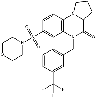 7-(MORPHOLINOSULFONYL)-5-[3-(TRIFLUOROMETHYL)BENZYL]-1,2,3,3A-TETRAHYDROPYRROLO[1,2-A]QUINOXALIN-4(5H)-ONE 结构式