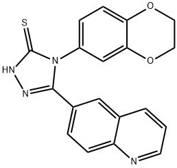 4-(2,3-DIHYDRO-1,4-BENZODIOXIN-6-YL)-5-(6-QUINOLINYL)-4H-1,2,4-TRIAZOL-3-YLHYDROSULFIDE 结构式