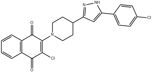 2-CHLORO-3-(4-[5-(4-CHLOROPHENYL)-1H-PYRAZOL-3-YL]PIPERIDINO)NAPHTHOQUINONE 结构式