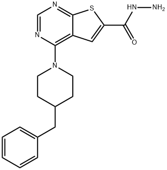 4-(4-Benzylpiperidino)thieno[2,3-d]pyrimidine-6-carbohydrazide 结构式