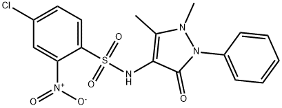 4-(((4-Chloro-2-nitrophenyl)sulfonyl)amino)-2,3-dimethyl-1-phenyl-3-pyrazolin-5-one 结构式