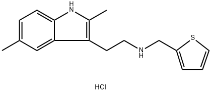 2-(2,5-DIMETHYL-1H-INDOL-3-YL)-N-(THIOPHEN-2-YLMETHYL)ETHAN-1-AMINE HYDROCHLORIDE 结构式