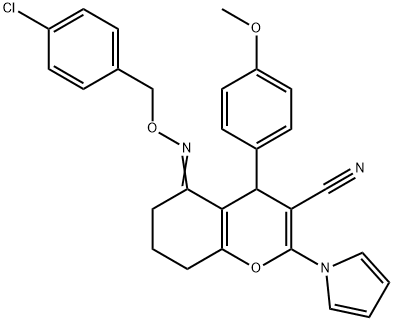 5-([(4-CHLOROBENZYL)OXY]IMINO)-4-(4-METHOXYPHENYL)-2-(1H-PYRROL-1-YL)-5,6,7,8-TETRAHYDRO-4H-CHROMENE-3-CARBONITRILE 结构式