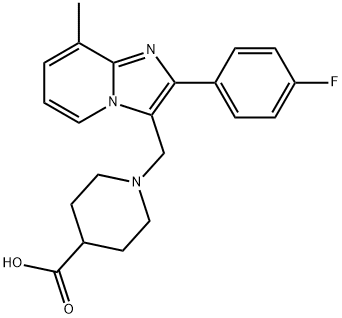 1-[2-(4-FLUORO-PHENYL)-8-METHYL-IMIDAZO[1,2-A]-PYRIDIN-3-YLMETHYL]-PIPERIDINE-4-CARBOXYLIC ACID 结构式