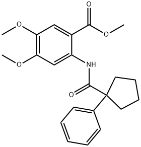 Methyl 4,5-dimethoxy-2-((phenylcyclopentyl)carbonylamino)benzoate 结构式